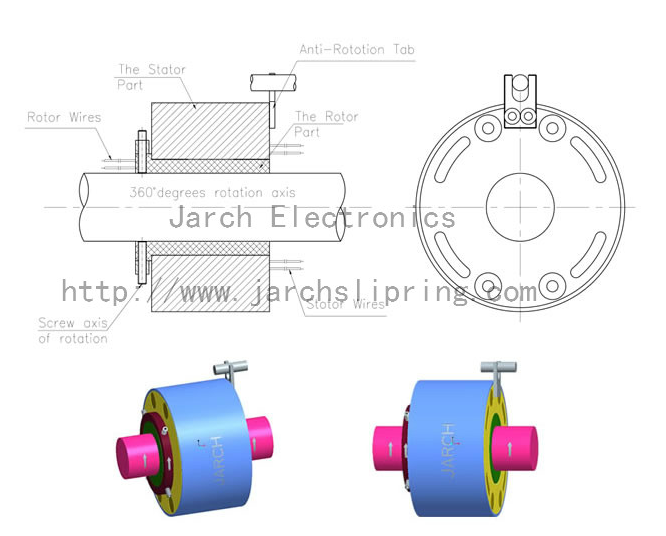 alternator elektrische pannekoek-sleepring motorconnectoren, elektrisch draaibare moflon doorboring-ringmontage